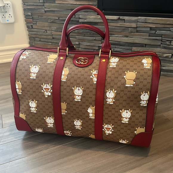 GUCCI X DORAEMON GG Supreme Canvas Duffle Shoulder Bag Beige 647815 - Picture 4 of 6